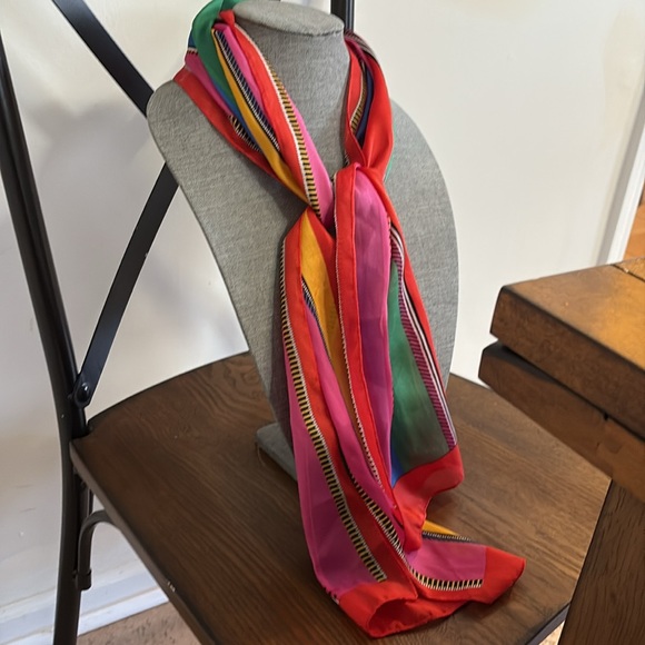Colorful Stripe rectangle Scarf - Picture 2 of 3